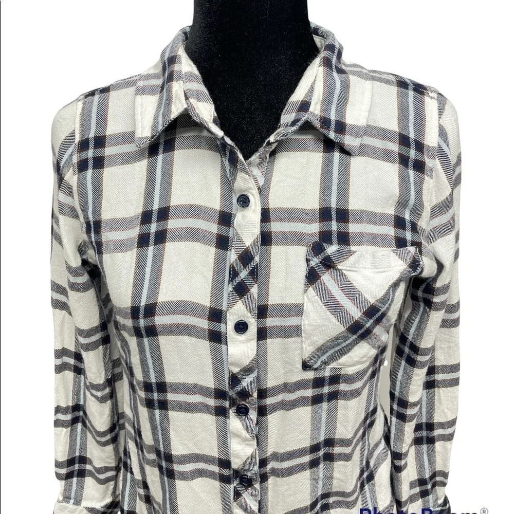 Rails plaid button down shirt women’s XS 100% rayon